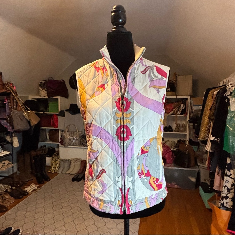 J. McLaughlin 100% Silk Floral Medallian Zippered Vest Sz S - Picture 3 of 15